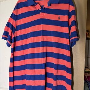 Striped Polo Shirt - Blue and Orange